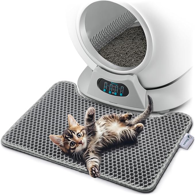PetCove PurrTek Honeycomb Cat Litter Mat, Silicone Dual-Layer 19.7" x 15.8" | Silicone Cat Litter Rug Traps Litter from Paws, Waterproof Urine Resistant Base Litter Trapping Mat, Non-Slip, Rinse Clean