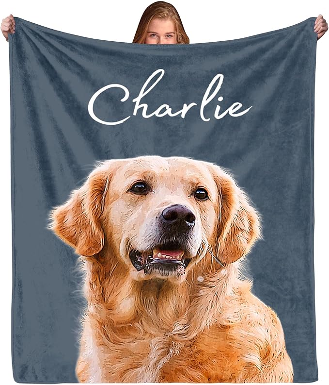 Pamaheart Custom Dog Face Blankets, Personalized Pet Photo Blanket, Fleece Dog Blankets, Customized Photo Throws, Dogs Dad Gifts, Pet Lover Gifts, Memorial Gift /1