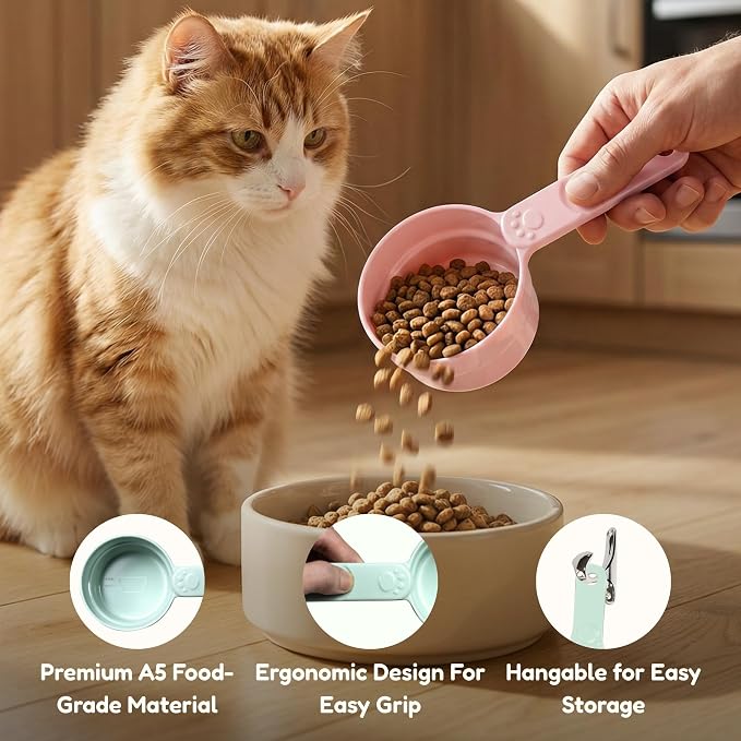1 Cup Dog Food Scoop, Extra Long Handle Sturdy Melamine Pet Food Measuring Scoop with Clear Marking Lines, BPA-Free, Shatterproof, Dishwasher Safe (Green, 1 Cup)