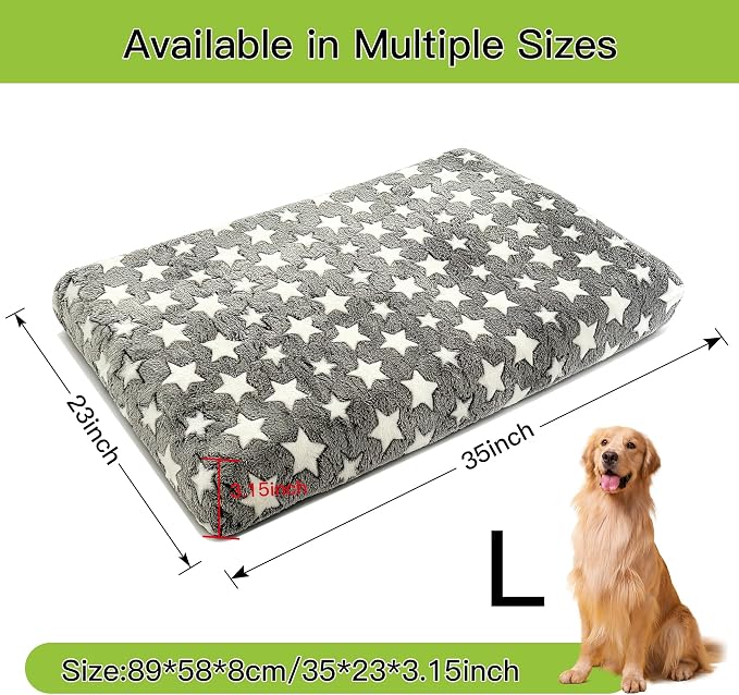 Orthopedic Dog Bed for Large Dogs, Washable Dog Mat with Removable Zippered Cover, Non-Slip Bottom, Comfort Crate Bed (Grey, L(35"*23"*3.1"))