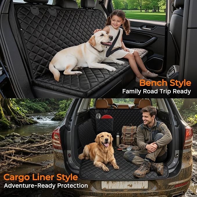 URPOWER Dog Car Seat Cover for Pets 100% Waterproof Seat Cover Hammock 600D Heavy Duty Scratch Proof Nonslip Durable Soft Back Seat Covers for Cars Trucks and SUVs