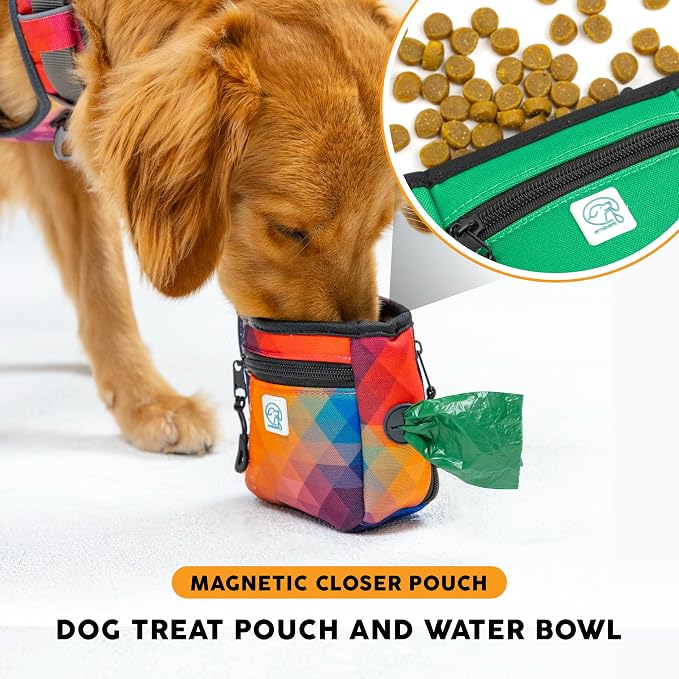 Embark Dog Treat Pouch - Waterproof Training Bag & Portable Water Bowl | Leakproof Treat Bag with Hook, Magnetic Closure, Extra Pocket for Phone & Keys with Poop Bag Outlet For Dogs - Black