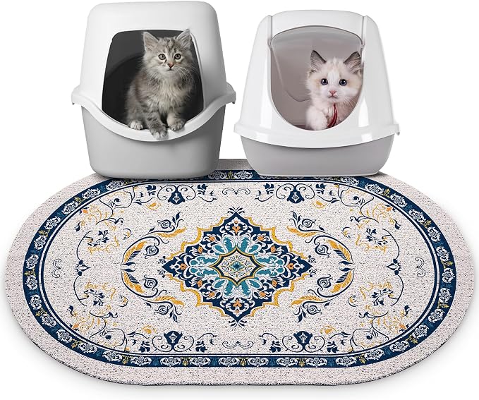 Bienbee Cat Litter Mat, 33" x 22" Dense Trapping Mesh for Litter Boxes | Litter Box Mat with PVC Mesh, Waterproof &Urineproof, Non-Slip Grip, Soft On Kitty Paws and Easy to Clean to Protect Floor