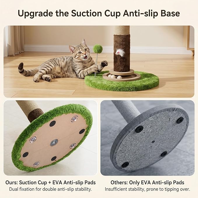 Cat Scratching Post, 35 Inch Tall Sisal Rope Cat Scratcher Tree, Scratching Posts for Indoor Cats Adults with Interactive Cat Toy, Mouse Hole & Ball Track for Kittens Adults Cats