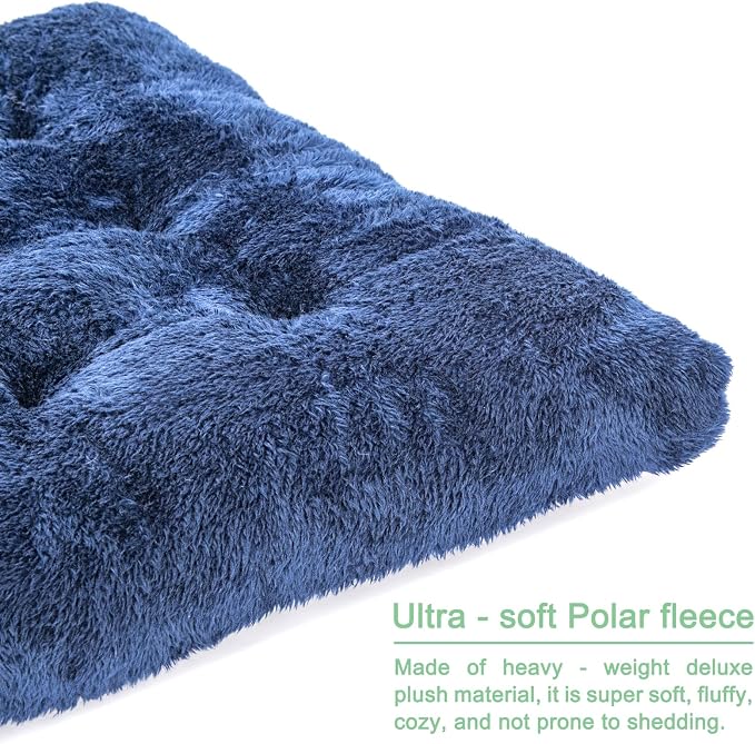 POMIU 2-Pack Dog Bed, Washable Deluxe Plush Crate Beds with Anti-Slip | Machine Washable Kennel Pad Sleeping Mat for Large, Medium and Small Dogs