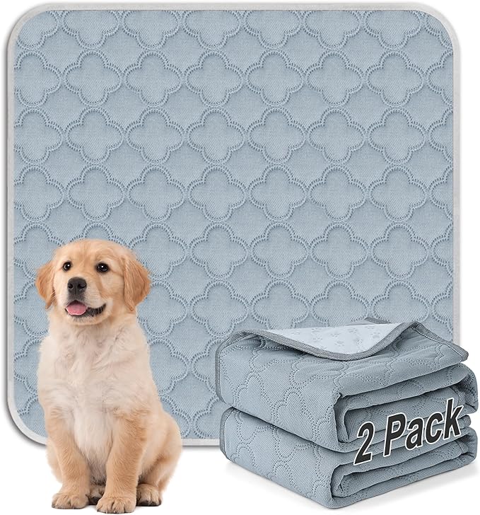 FunFurry Washable Pee Pads for Dogs - 2 Pack Reusable Pee Pads，Waterproof Puppy Pads，Pet Training Pads，Super Absorbent with Dog Paw Shape Non-Slip Backing (Light Grey, 36" X 41" - 2 Pack)