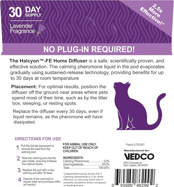 Vedco Halcyon FE Calming Home Diffuser for Cats Starter Kit
