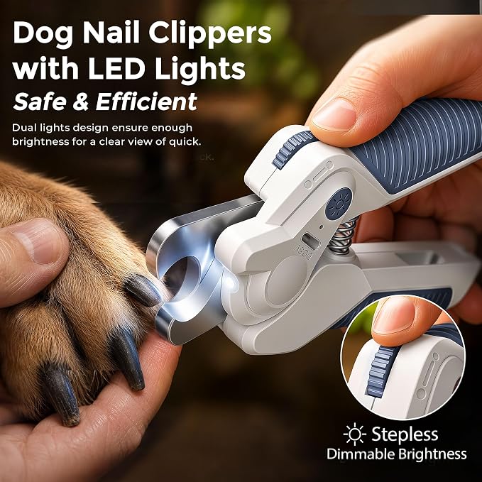2-in-1 Cat Nail Clipper with Light for Small Medium Large Dogs | Cat Trimmer Grooming with Built-in File, Stainless Steel Blades Cutter, Ideal for Small, Medium & Large Pets, Blue