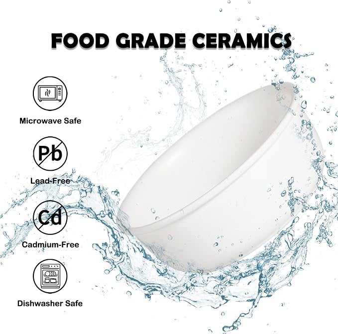 Ceramic Elevated Dog Bowl Set - Raised Food and Water Bowls with Metal Stand - Double Pet Dishes for Small and Medium Dogs - 3 Cups - 24.3 fl oz - Matte White