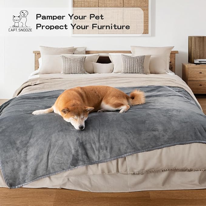 Waterproof Pet Blanket for Small Dogs and Cats | Reversible Flannel Fleece Throw Blanket for Sofa Couch Puppy Leakproof, Washable Furniture Protector 30"x40",Dark Grey