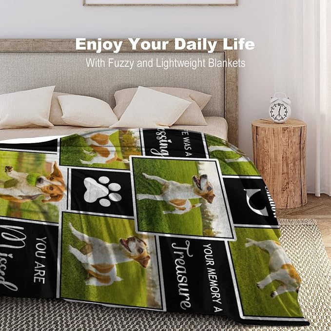 Artsadd Personalized Blanket with Picture Memorial Pet Loss Sympathy Gift in Memory of Dog Cat Custom Photo Blanket