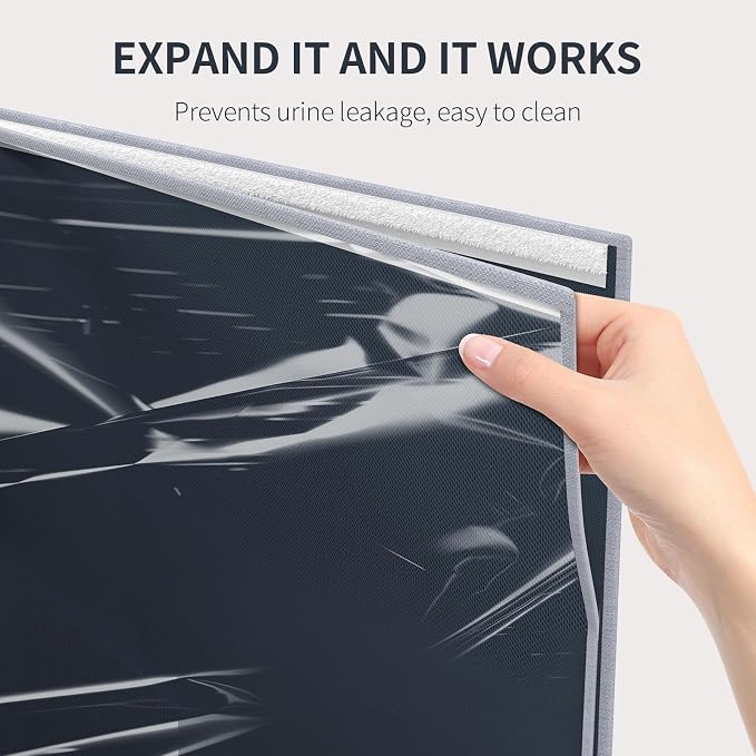 Aokeyee Gray High Side Cat Litter Box Enclosure Splash Guard | All-Inclusive Waterproof, 27.16x21.65x16.53, Foldable Anti-Leakage Dust Control Easy to Clean