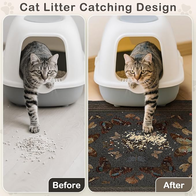 Unicorn Catcher 24"x15" Cat Litter Mat Non-Slip Washable Litter Box Mat | High-Density PVC Litter Catcher Mat Efficiently Traps Scattered Litter From Paws To Keep Floors Clean