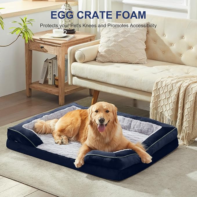 FURTIME Orthopedic Extra Large Dog Bed, Waterproof Dog Beds, 48x35x6.5 Supportive Foam Pet Couch Bed with Removable Washable Cover and Nonskid Bottom