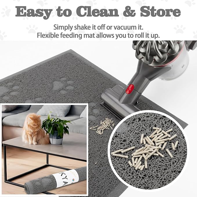 Darkyazi Cat Litter Box Mat for Floor Litter Trapping Mat Non-Slip Backing, Scatter Control, Easy Clean, Water Resistant, Soft on Paws (15.75" x 11.75",Grey)