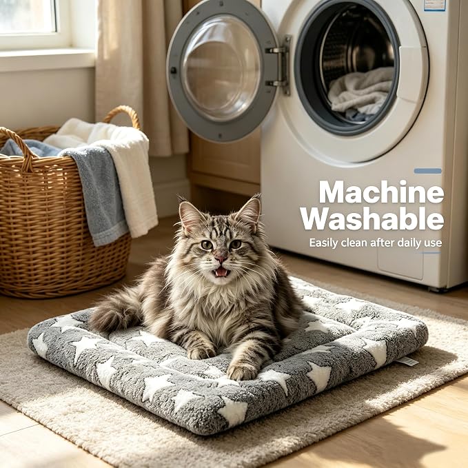 Dog Bed Mat - Soft and Comfortable Dog Kennel Cat Bed, Washable Dog Bed or Cat Bed, Suitable for Dog Crate Ped, Cat Cage BedGray, 18" L x 14" W x 1.5" Th