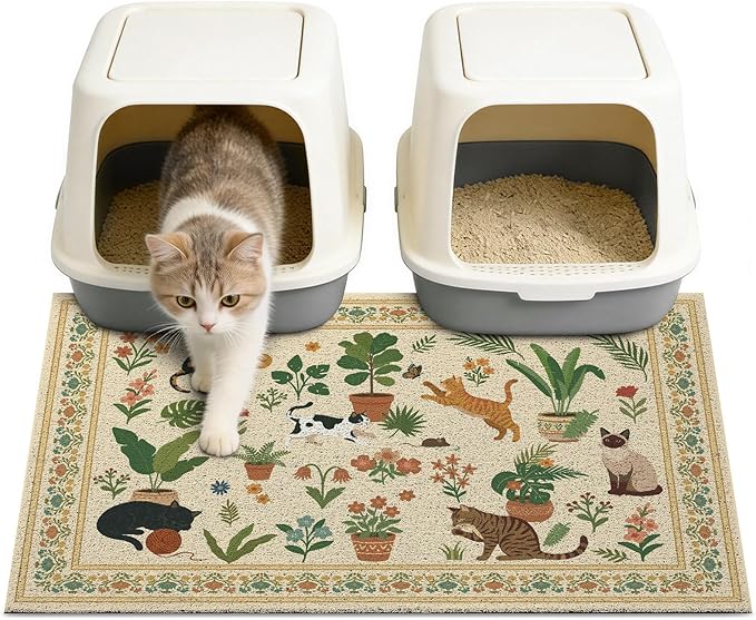 Unicorn Catcher 33"x22" Cat Litter Mat Non-Slip Washable Litter Box Mat | High-Density PVC Litter Catcher Mat Efficiently Traps Scattered Litter From Paws To Keep Floors Clean