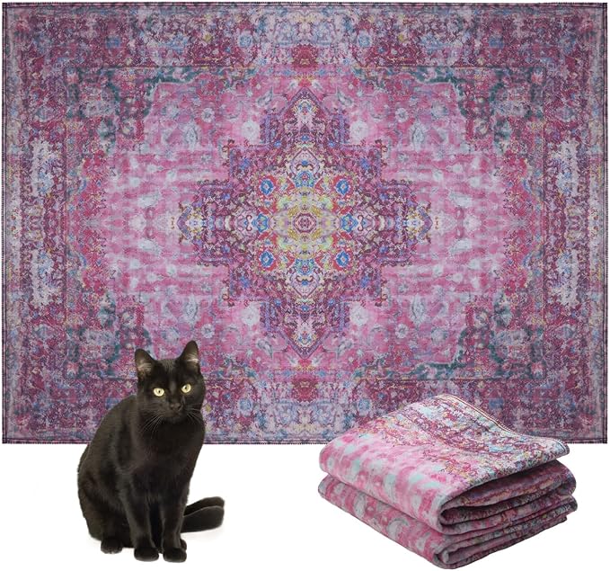 Lovewag Cat Litter Mat, Litter Box Mat, Mystic Fuchsia, 36x48, 2 Pack | Washable litter mat cover, kitty litter mat & cat mat for litter box, litter trapping mat, prevents tracking, multi-cat