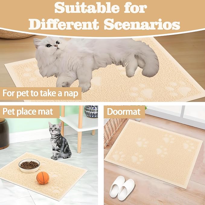 Darkyazi Cat Litter Box Mat for Floor Litter Trapping Mat Non-Slip Backing, Scatter Control, Easy Clean, Water Resistant, Soft on Paws (15.75" x 11.75",Beige)