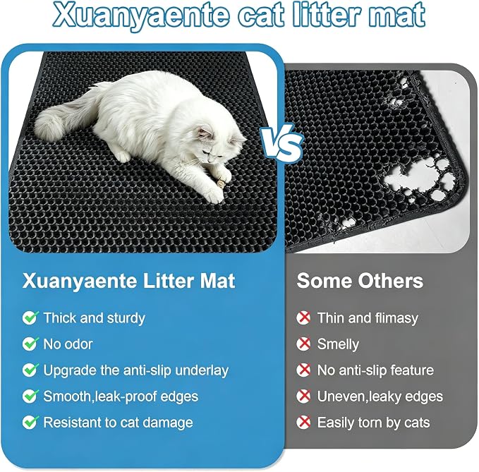Cat Litter Mat Litter Box Mat 24 X 18 Inches Black | Ultra-soft, non-toxic material; superb craftsmanship, sturdy and durable