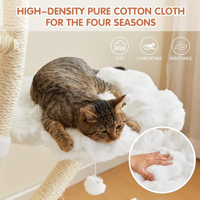 Modern Cat Tree 62" Tall, Cat Tower for Multiple Small Large Cats with Scratching Post, Multi-Level Luxury Aesthetic Cat Condo