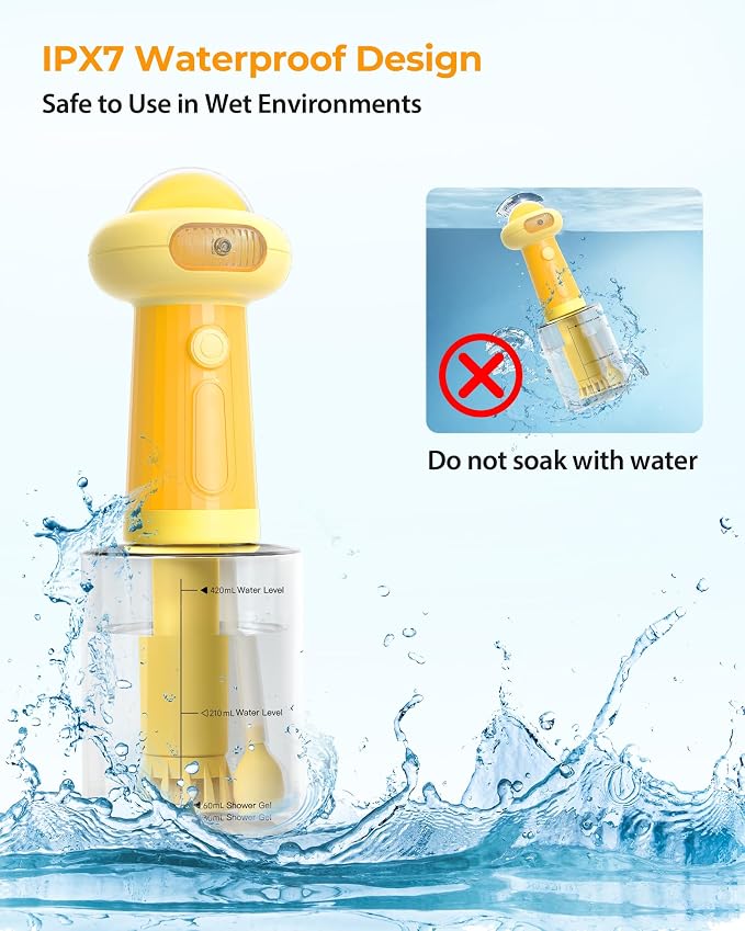 Electric Dog Shampoo Dispenser with Auto Mixing, Magnetic Charging Dog Shampoo Foamer, 500ml Pet Shampoo Sprayer with LED Indicator & Silicone Grip, IPX7 Waterproof Dog Soap Dispenser