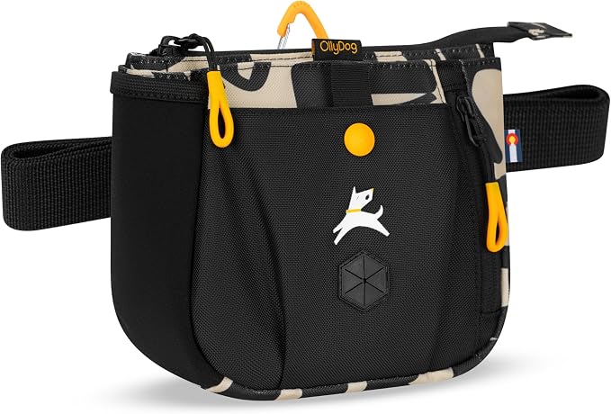 Backcountry Day Bag | Dog Training Treat Pouch | Eco-Friendly Recycled Fabric Fanny Pack with Zipper Closure, Built-in Poop Bag Dispenser & Adjustable Waist Belt (Ciao)
