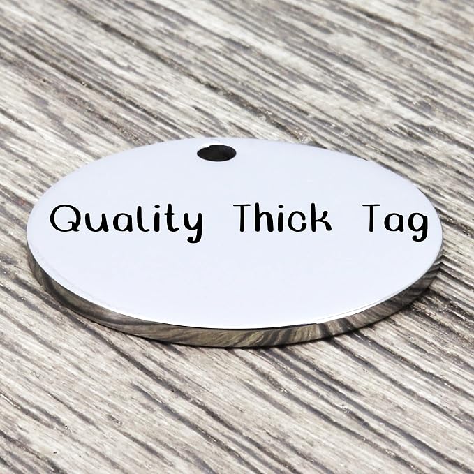 Ultra Joys Personalized Dog Tags for Pets - Durable Stainless Steel Customizable Dog Cat ID Tags - Dog Tags for Safety Optional Engraved on Both Sides -Round Shape Dog Tag Large Size, Silver