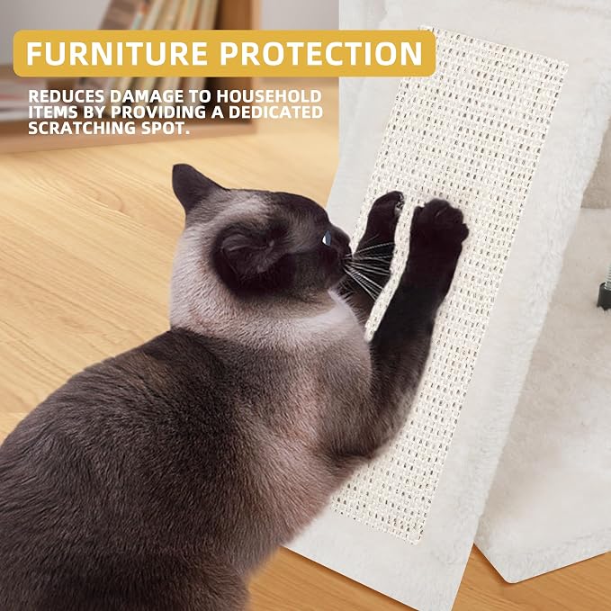 HUITREE 45in Cat Tree Tower with Big Condo for Indoor Kitten,Cat Tower with Scratching Post,Scratching Board and Cat Toys,Multi-Level,Small Space,Transformer Cat Tree, Beige(New)