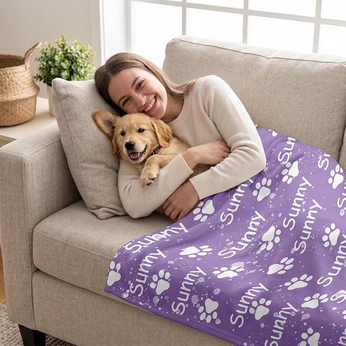 Personalized Dog Blanket, Customized Pet Blankets with Name Picture, Throw Blanket for Small Medium Large Dog Puppy Cat