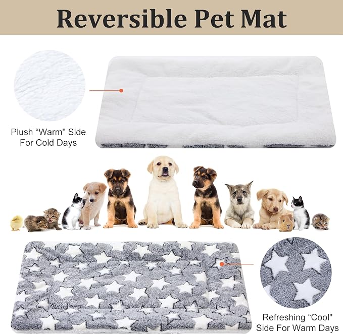 4 Pcs Washable Dog Bed Crate Mat Pad Replaceable Reversible Kennel Pad for Crate Pet, Sleeping Mat for Small, Medium, Large Dog Machine Washable(16.14 x 24 x 1.2 Inch, Pink, Gray)