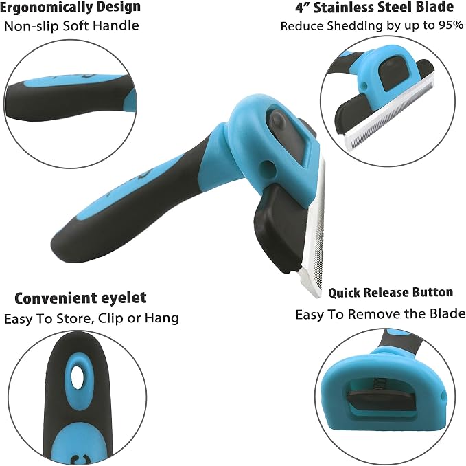 gonicc Dog & Cat Pets Nail Clippers and Grooming Brush. Nail Clippers with Safety Guard to Avoid Overcutting, Free Nail File. Dog Brush Effectively Reduces Shedding by Up to 95%. Professional Groomin
