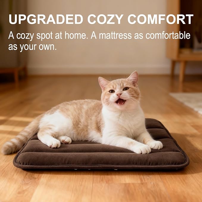 pobopobo Dog Crate Pad, Ultra Soft & Anti-Slip Kennel Mat, Secure Fit for Metal Crates & Dog Cages, Washable Cozy Bed for Small Medium Large Dogs (Dark Brown, XS(18"*12"*1.5"))