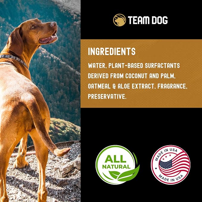 TEAM DOG 5 in 1 Oatmeal Shampoo for Dogs | Moisturizing, Detangling & Deodorizing Dog Shampoo and Conditioner | for Allergies & Sensitive Skin | Plant-Based Blend with Natural Ingredients | 16 Fl Oz