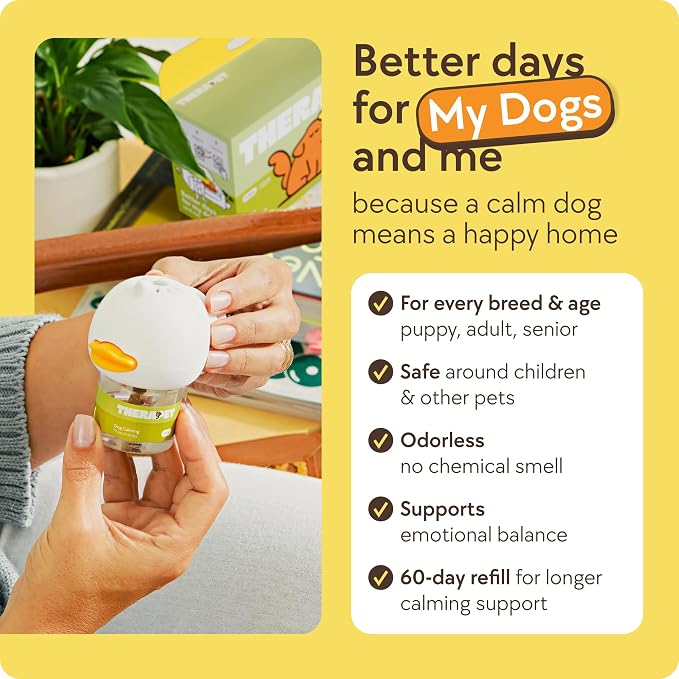 TheraPetMD 60-Day Dog Calming Diffuser Kit - Dog Pheromone Diffuser for Stress, Destructive Behavior, Pee Accidents, Separation Anxiety, Barking, Aggression & Chewing - 60-Day Refills Included