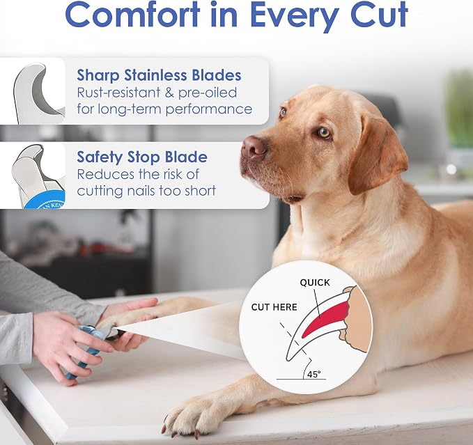 AKC Dog & Cat Stainless Steel Nail Clippers with Safety Guard and Nail File | Professional grooming tool with stainless steel blades and an easy-grip anti-slip handle for all pet sizes.