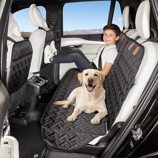 YJGF Dog Car Seat Cover for Back Seat,Back Seat Pet Cover for Dogs,Waterproof Scratchproof Rear Bench Seat Cover Protector (Black, L)