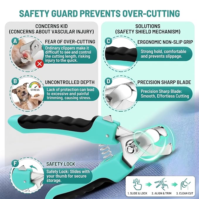 Self Cleaning Slicker Brush & Nail Clippers for Dog and Cats | 2 Pcs, Shedding Long and Short Haired Pets, Skin Friendly, Deshedding Grooming Tool