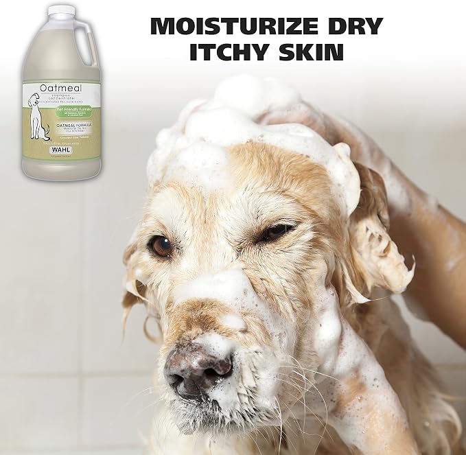 Wahl USA Dry Skin & Itch Relief Pet Shampoo for Dogs – Oatmeal Formula with Coconut Lime Verbena Scent - 64 Oz - Model 821004-050 (Pack of 4)