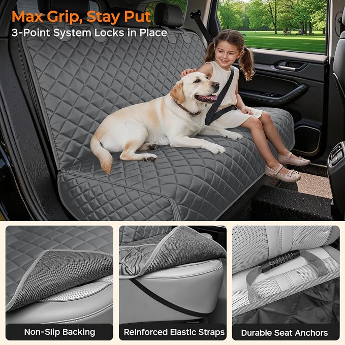 URPOWER Dog Car Seat Cover for Back Seat, Waterproof Car Seat Protector for Child Carseat & Pets, Nonslip Car Seat Covers for Large Sedans & Large SUVs