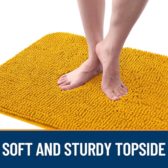 OLANLY Dog Door Mat for Muddy Paws 50x30, Super Absorbent Chenille Mud Mat | Golden Yellow, Absorbs Moisture and Dirt, Non-Slip Machine Washable Doormat, Quick-Dry Indoor Entryway Floor Carpet for Dogs