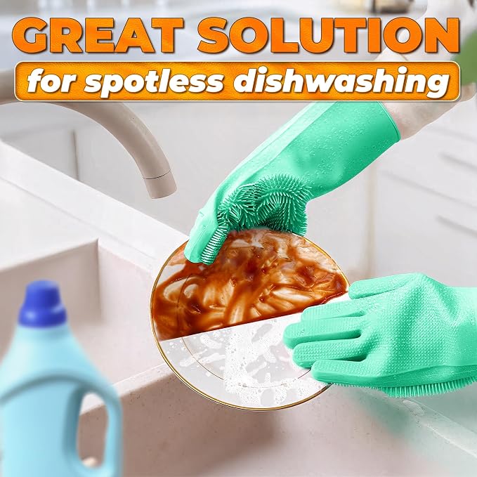 Cat and Dog Washing Gloves, 1 Pair, 11.6 in, Silicone (Turquoise) | Dog Shampoo Gloves, Pet Bath & Grooming Mitt, 3000 Soft Bristles, Removes Loose Hair, Saves Shampoo, Massage, Wet or Dry