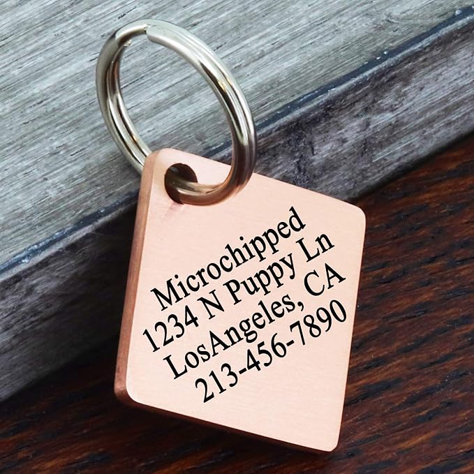 Ultra Joys Stainless Steel Pet ID Tags - Personalized Front and Back Engraving, Customized Dog and Cat Tags, Optional Engraved on Both Sides, Diamond Flower Rose Large
