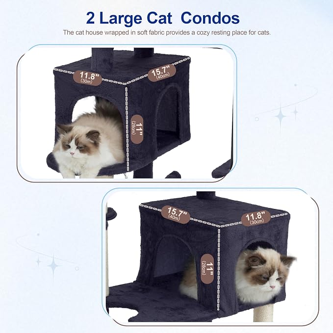 Cat Tree, Cat Tower with Sturdy Steel Tube, Large Perch GCT024G | 70.5'' Cat Furniture with Scratching Post, Hammock, Basket and Big Platform for Indoor Cats Large Adult, Drak Gray