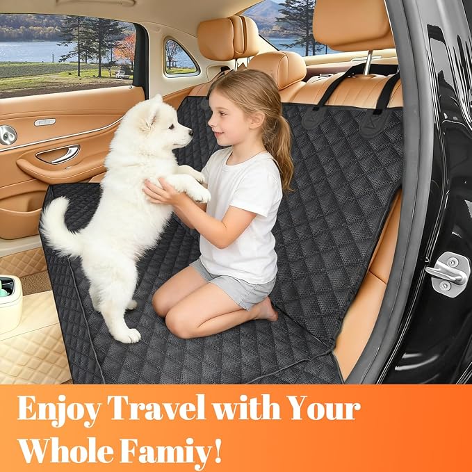 JSTHT Dog Seat Cover, 100% Waterproof Bench Seat Cover Protector Scratch Proof Nonslip Durable Soft Pet Back Seat Covers for Cars Trucks & SUV