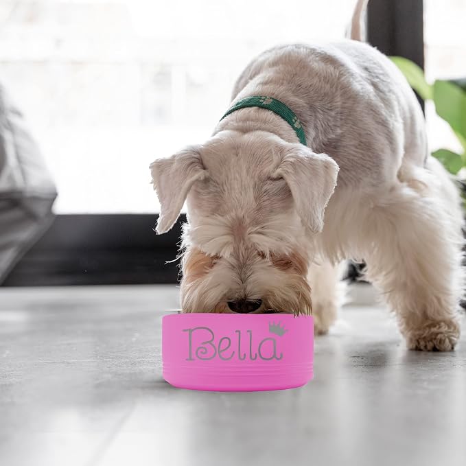 My Personal Memories Custom Personalized Stainless Steel Dog or Cat Bowl for Water and Food - Engraved Pet Bowl with Non Slip Bottom (Small - 18 Ounces, Pink)