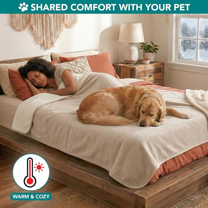 PetAmi Waterproof Dog Blanket for Couch, Pee Proof Reversible Cat Blanket for Sofa Bed Furniture Protector, Soft Fleece Washable Pet Throw for Dogs Cats Puppies Kittens, 60x80 Taupe Beige