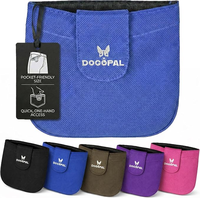 DOGOPAL Dog Treat Pouch for Training, Compact Pocket Treat Pouch with Magnetic Closure, Slim Dog Treat Bag and Treat Holder for Walks (Blue)