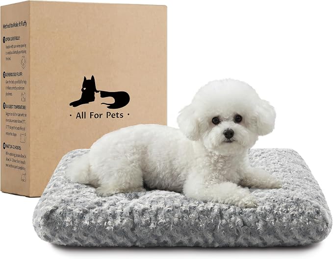 Double-Sided Dog Beds for Small Dogs, Washable Puppy Dog Crate Bed, Thick Supportive Pet Sleeping Mat, Reversible Dogs Pillow Weight Up to 25lbs, 23x18, Light Grey