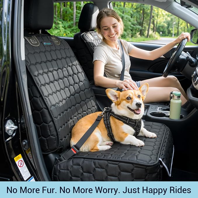 Meginc 2 Pack Front Seat Covers for Dogs, 600D Waterproof Dog Car Seat Covers with Side Flaps Non Slip Scratch Proof, Captain Chair Car Seat Protector Cover for Pets & Daily Use, Fits Cars SUV Trucks